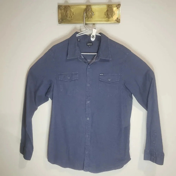 David Buffalo Bitton Blue Denim  Long Sleeve Button Down Shirt Size XL. - Picture 1 of 8